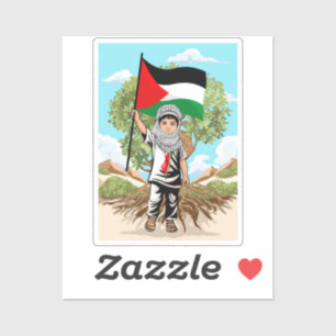 Child with Keffiyeh Palestine Flag and Olive Tree
