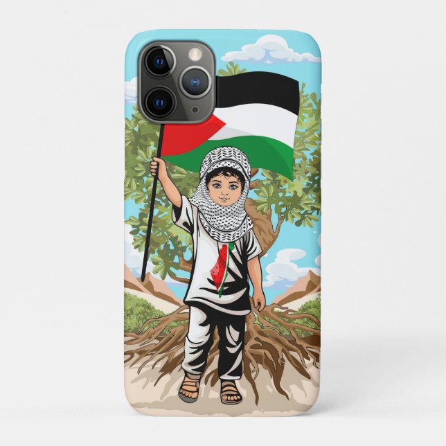 Child with Keffiyeh Palestine Flag and Olive Tree  Case-Mate iPhone Case (Back)
