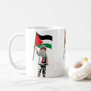 Child with Keffiyeh Palestine Flag and Olive Tree Coffee Mug