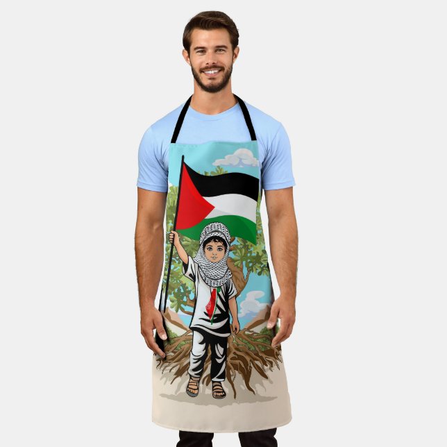 Child with Keffiyeh Palestine Flag  Apron (Worn)