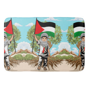 Child with Keffiyeh Palestine Flag Bath Mat