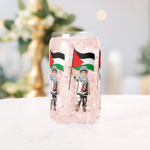 Child with Keffiyeh Palestine Flag Can Glass