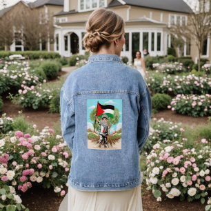 Child with Keffiyeh Palestine Flag Denim Jacket
