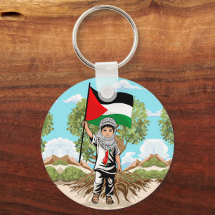 Child with Keffiyeh Palestine Flag  Key Ring