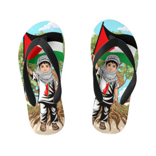 Child with Keffiyeh Palestine Flag  Kid's Flip Flops