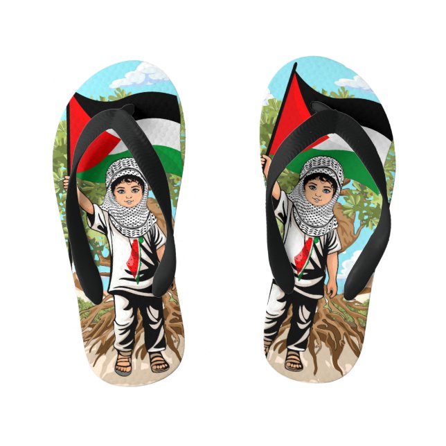 Child with Keffiyeh Palestine Flag  Kid's Flip Flops (Footbed)