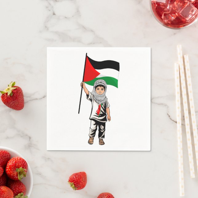 Child with Keffiyeh Palestine Flag  Napkin (Insitu)