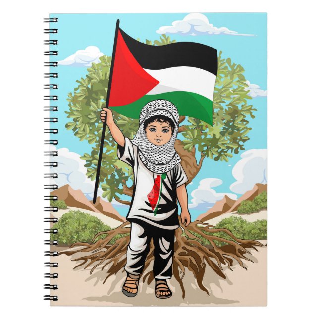 Child with Keffiyeh Palestine Flag  Notebook (Front)