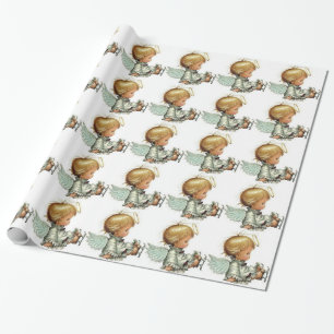 Child with lamb wrapping paper