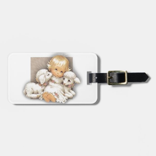 Child with lambs luggage tag (Front Horizontal)