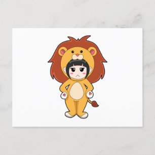 Child with Lion Costume Postcard