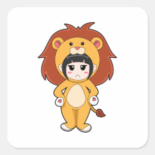 Child with Lion Costume Square Sticker