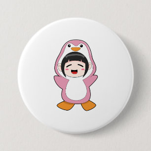 Child with Penguin Costume 7.5 Cm Round Badge