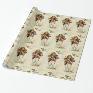 CHILD WITH TOYS AND CHRISTMAS GIFTS WRAPPING PAPER