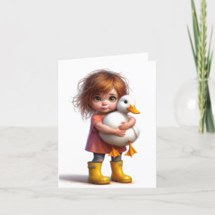 Child with White Pekin Duck any occasion card