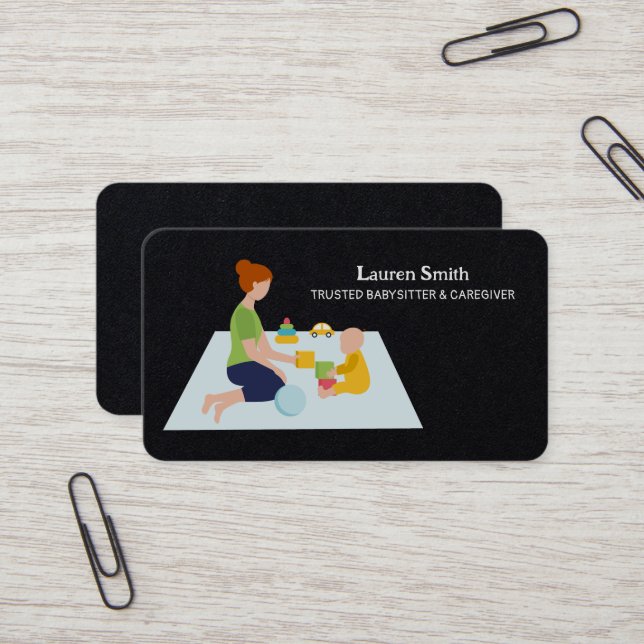 Childcare Babysitter Business Card (Front/Back In Situ)