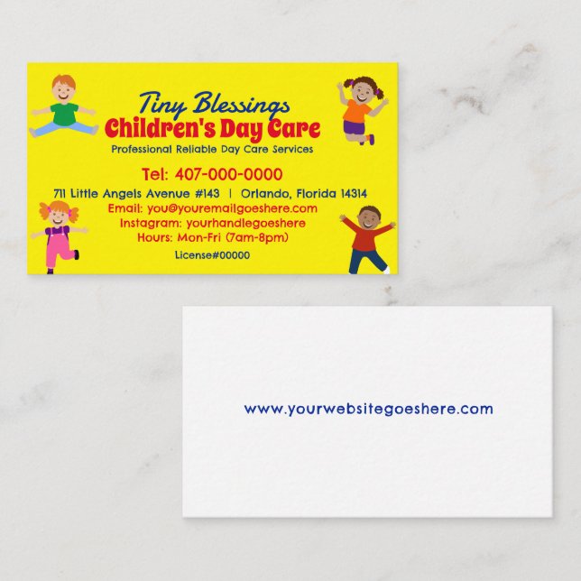 Childcare Daycare Babysitting Services Business Card (Front/Back)