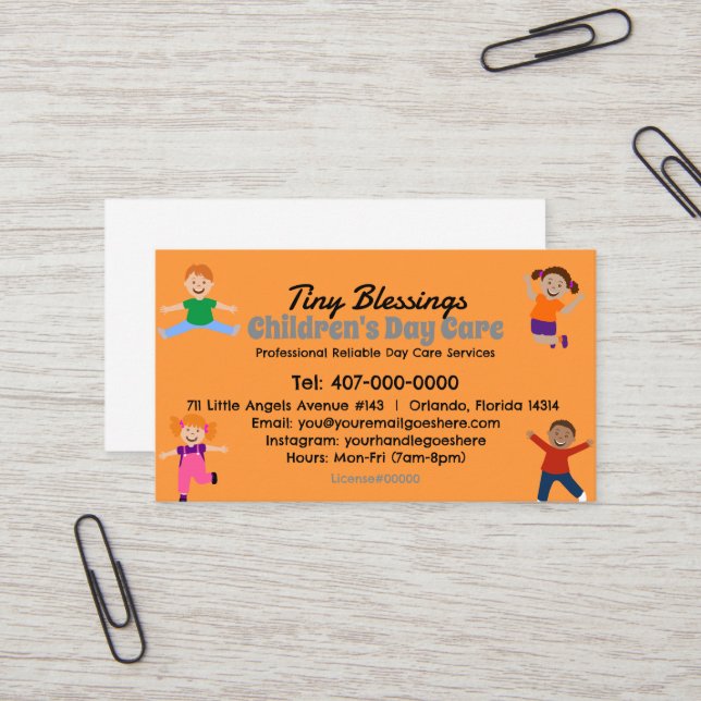 Childcare Daycare Babysitting Services Business Card (Front/Back In Situ)
