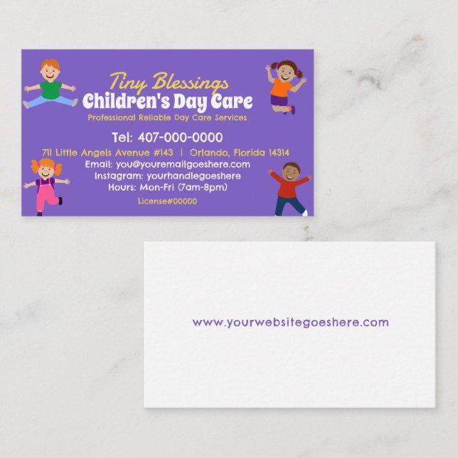Childcare Daycare Babysitting Services Business Card (Front/Back)