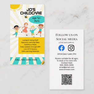 childcare nursery childminder kindergarten baby business card