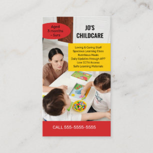 childcare nursery childminder kindergarten baby business card
