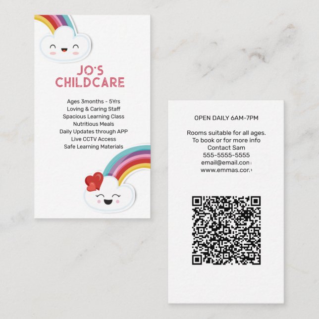 childcare nursery childminder kindergarten baby business card (Front/Back)