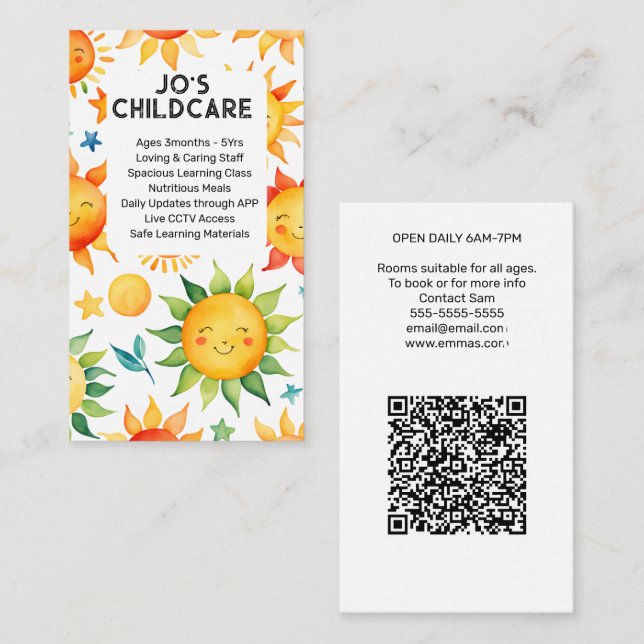 childcare nursery childminder kindergarten baby business card (Front/Back)