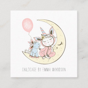 Childcare Unicorns And Moon Business Card