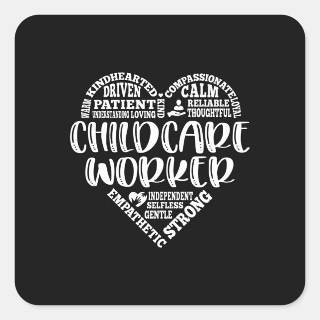 Childcare worker, child care provider square sticker (Front)