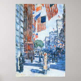 Childe Hassam - Flags, Fifth Avenue Poster