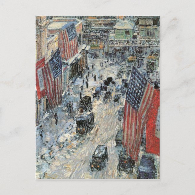 Childe Hassam - Flags on Fifth Avenue Winter 1918 Postcard (Front)