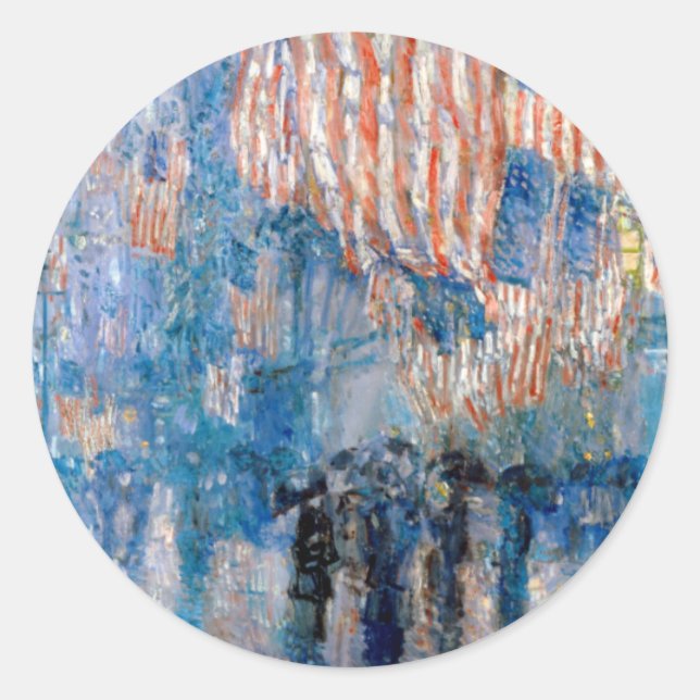 Childe Hassam The Avenue in the Rain Classic Round Sticker (Front)