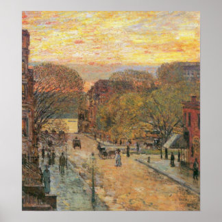 Childe Hassam-West 78th Street in Spring Poster