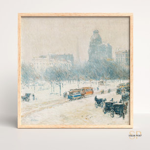 Childe Hassam Winter in Union Square Painting Art Poster
