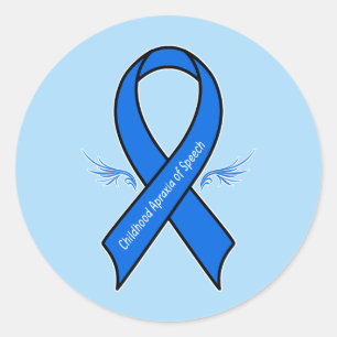 Childhood Apraxia of Speech Ribbon with Wings Classic Round Sticker