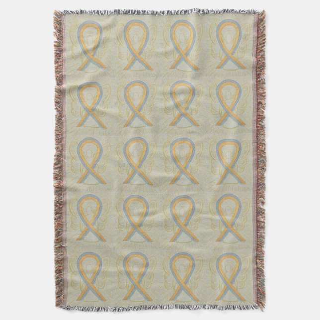 Childhood Brain Cancer Ribbon Throw Blankets (Front Vertical)