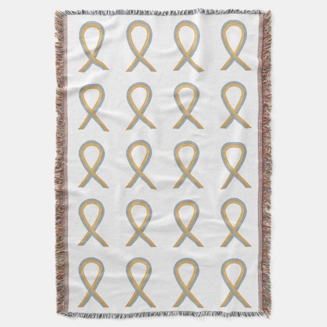 Childhood Brain Cancer Ribbon Throw Blankets (Front Vertical)