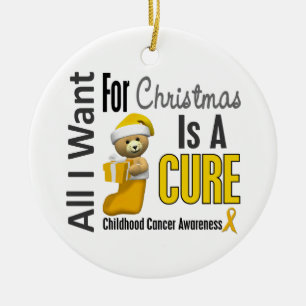 Childhood Cancer All I Want Christmas Ornaments
