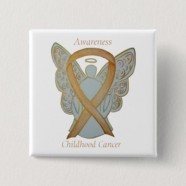 Childhood Cancer Angel Gold Awareness Ribbon Pins (Front)