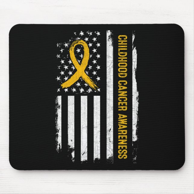 Childhood Cancer Awareness American Flag - Gold Ri Mouse Mat (Front)