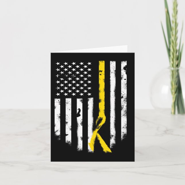 Childhood Cancer Awareness  American Flag Ribbon T Card (Front)