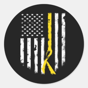 Childhood Cancer Awareness American Flag Ribbon T Classic Round Sticker