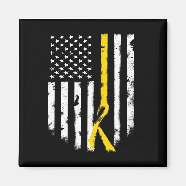 Childhood Cancer Awareness  American Flag Ribbon T Magnet (Front)