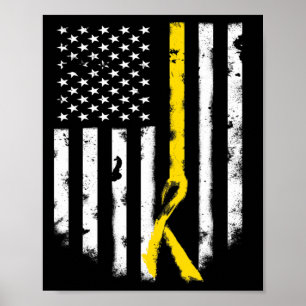 Childhood Cancer Awareness  American Flag Ribbon T Poster
