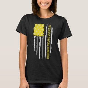 Childhood Cancer Awareness American US Flag T-Shirt
