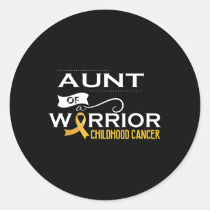 Childhood cancer awareness Aunt of a warrior Classic Round Sticker