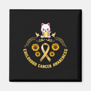 childhood cancer awareness beautiful cat gold canc magnet