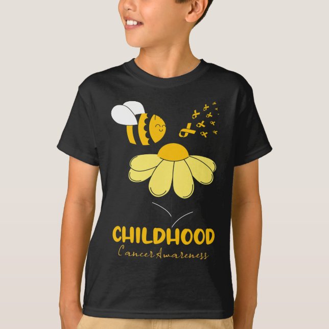 Childhood Cancer Awareness Bee Ribbon for Man Woma T-Shirt (Front)