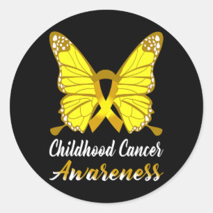 Childhood Cancer Awareness Butterfly Ribbon Suppor Classic Round Sticker