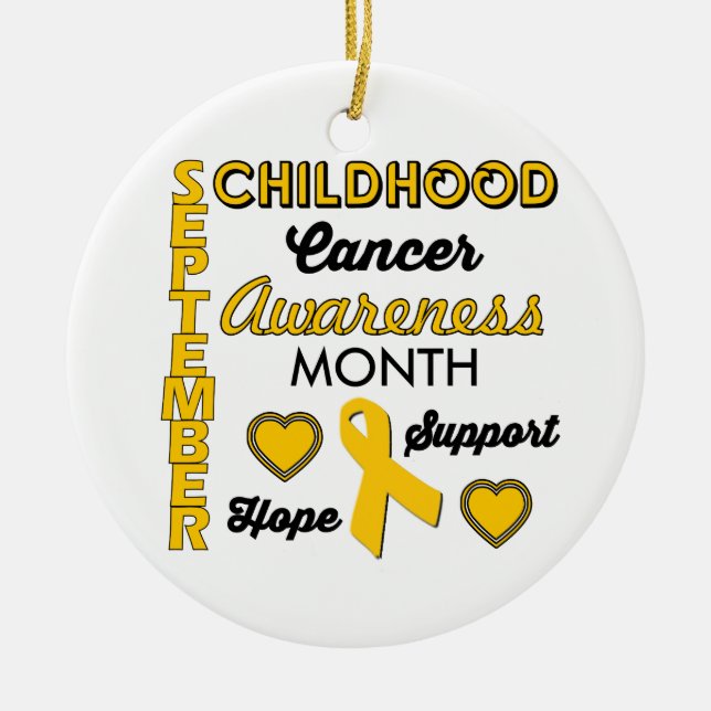 Childhood Cancer Awareness Ceramic Tree Decoration (Front)